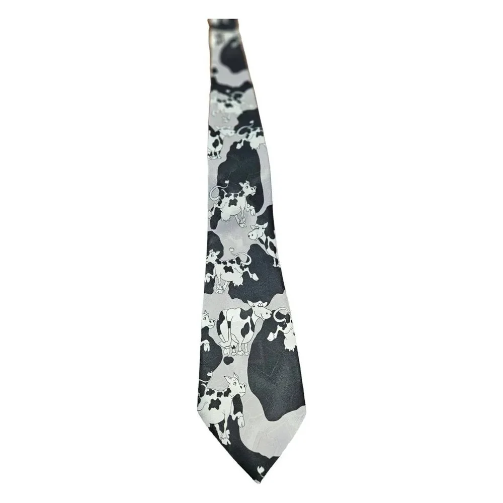 Vintage 80's Cow Print Tie - Picture 2 of 3